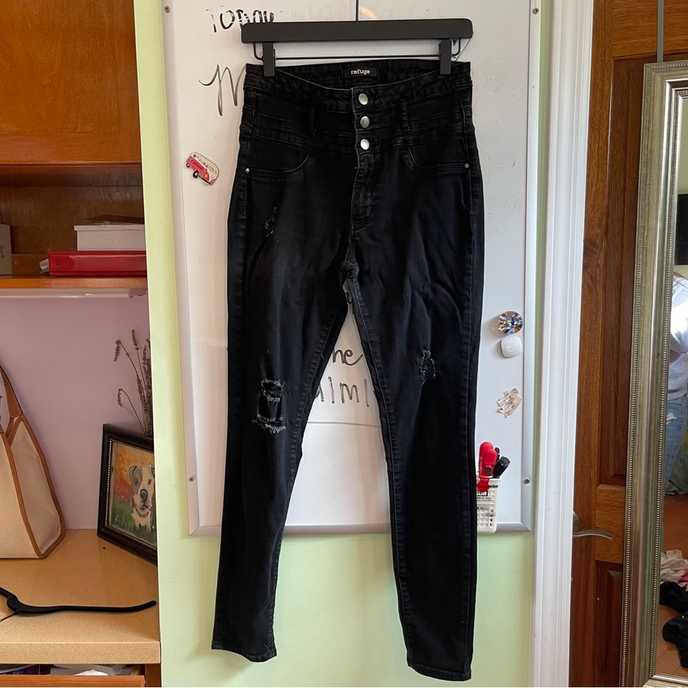 Refuge High Waisted Distressed Skinny Jeans